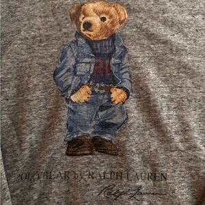 Ralph Lauren Gray Sweatshirt with Polo Bear in Denim